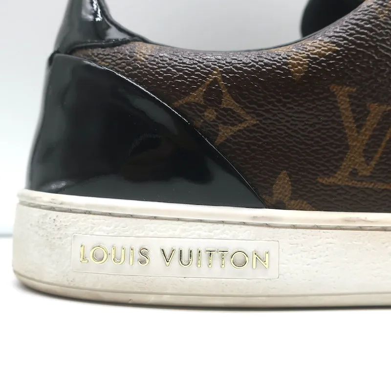 Louis Vuitton Frontrow Sneakers Brown Monogram Canvas & Black Patent Size 37