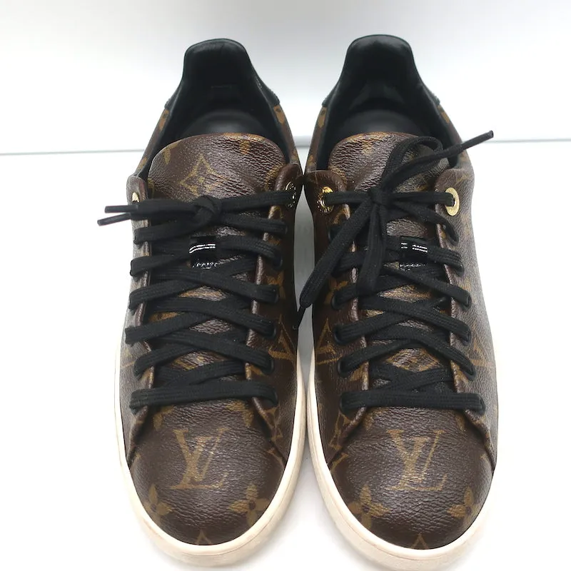 Louis Vuitton Frontrow Sneakers Brown Monogram Canvas & Black Patent Size 37