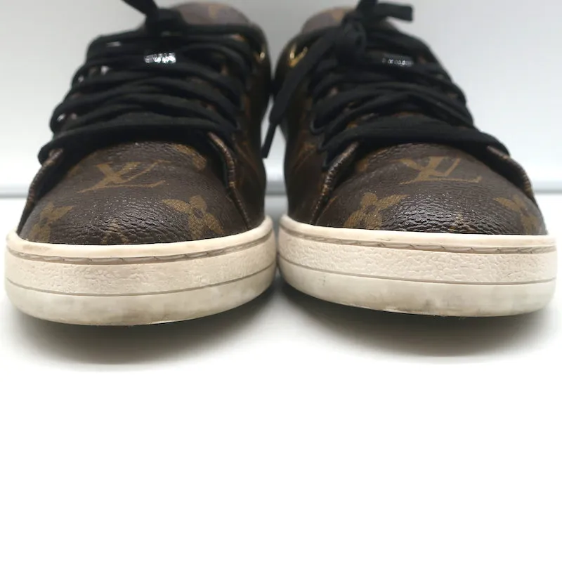 Louis Vuitton Frontrow Sneakers Brown Monogram Canvas & Black Patent Size 37