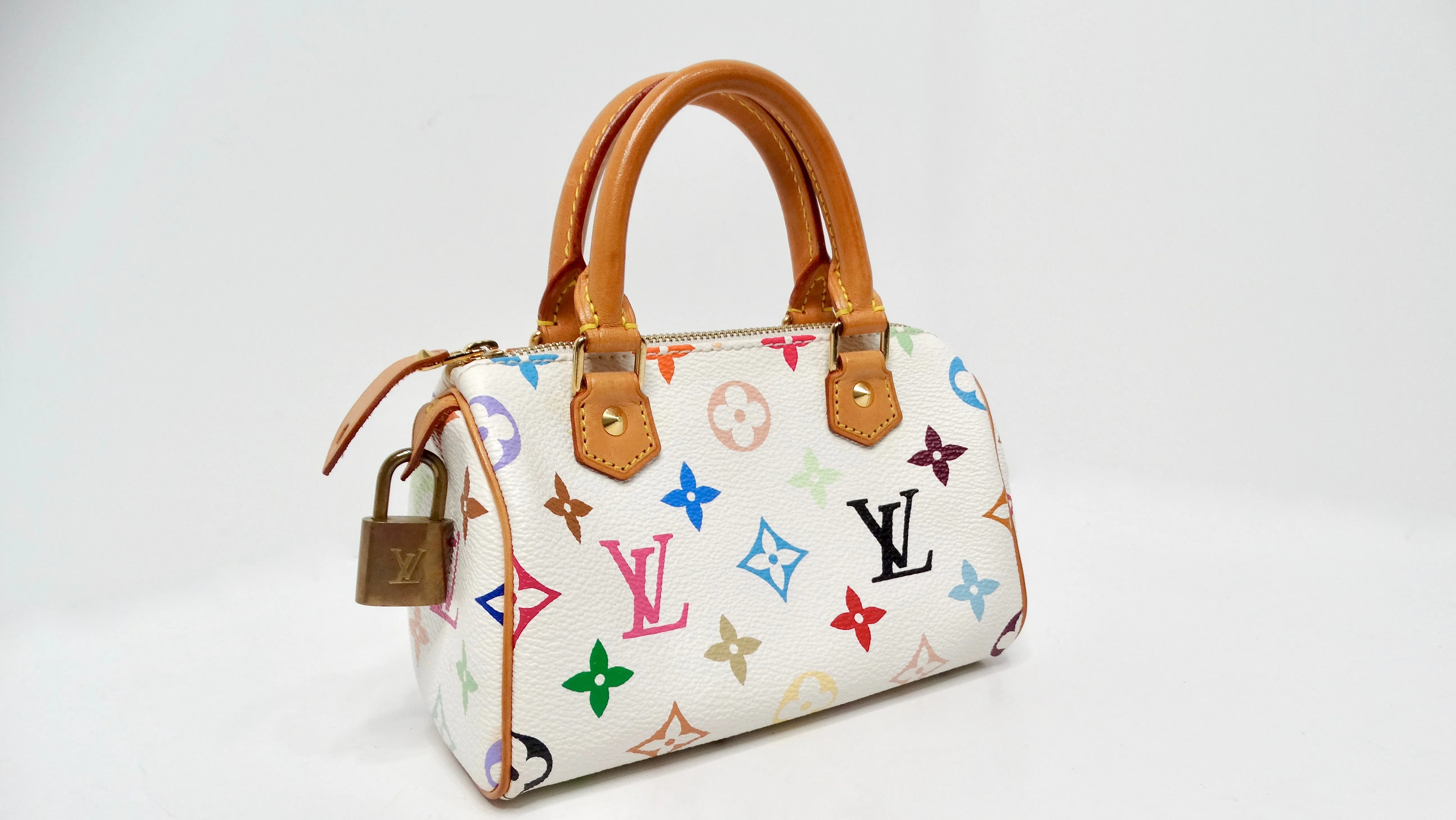 Louis Vuitton x Takashi Murakami Y2K White Multicolor Mini Speedy Handbag