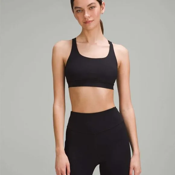 Lululemon Energy Bra Black Medium Support, B–D Cup Size 10