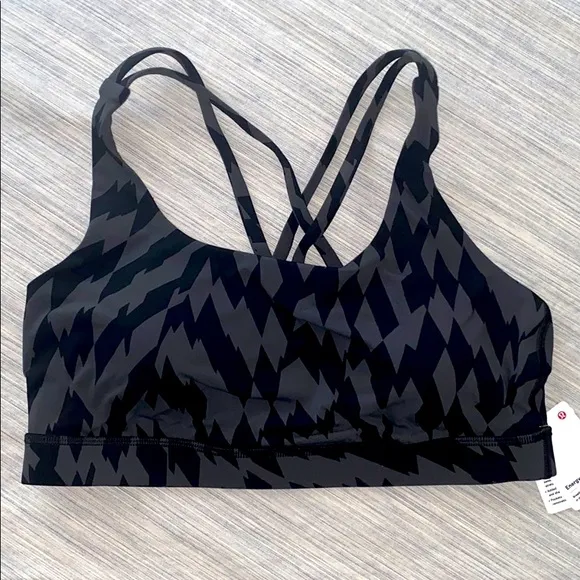 Lululemon Energy Bra in Voltage Graphite Gry/Blk