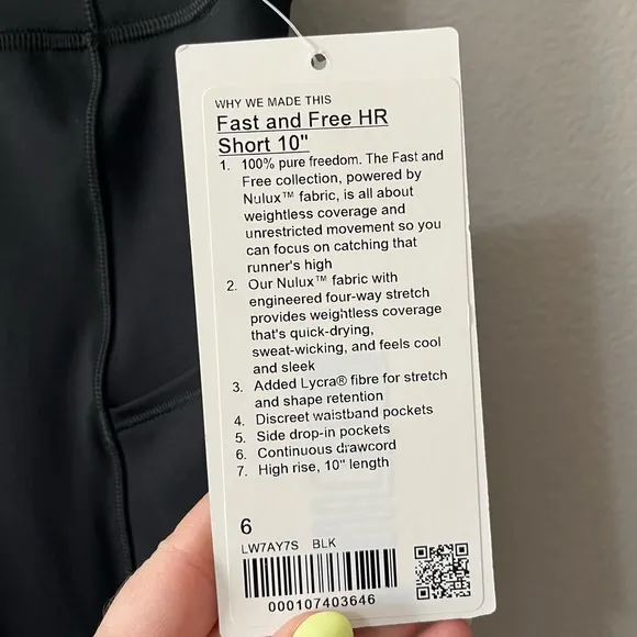 Lululemon Fast and Free High Rise Bike Short 10&quot; Inseam Black Size 6 NEW Running