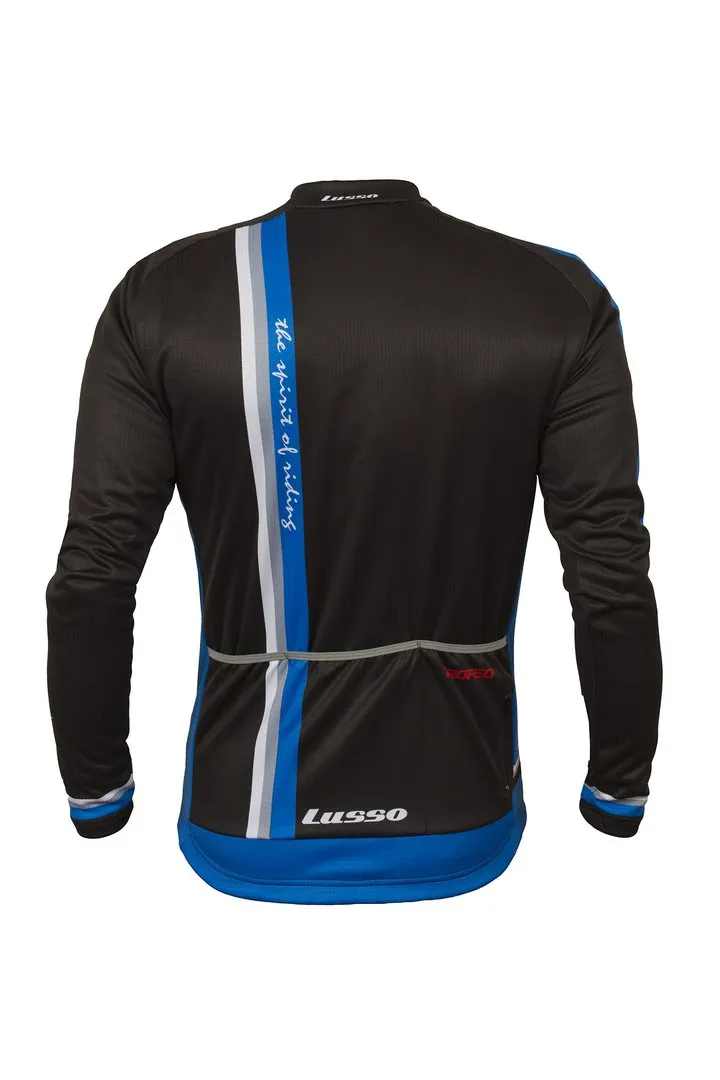 Lusso Trofeo Mens Long Sleeve Cycling Jersey - Black & Blue - Small