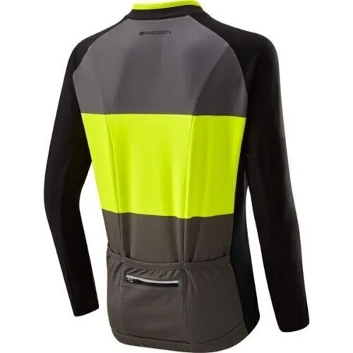 Madison Sportive Youth Long Sleeved Thermal Jersey-  Age 9 - 10 - Yellow / Black