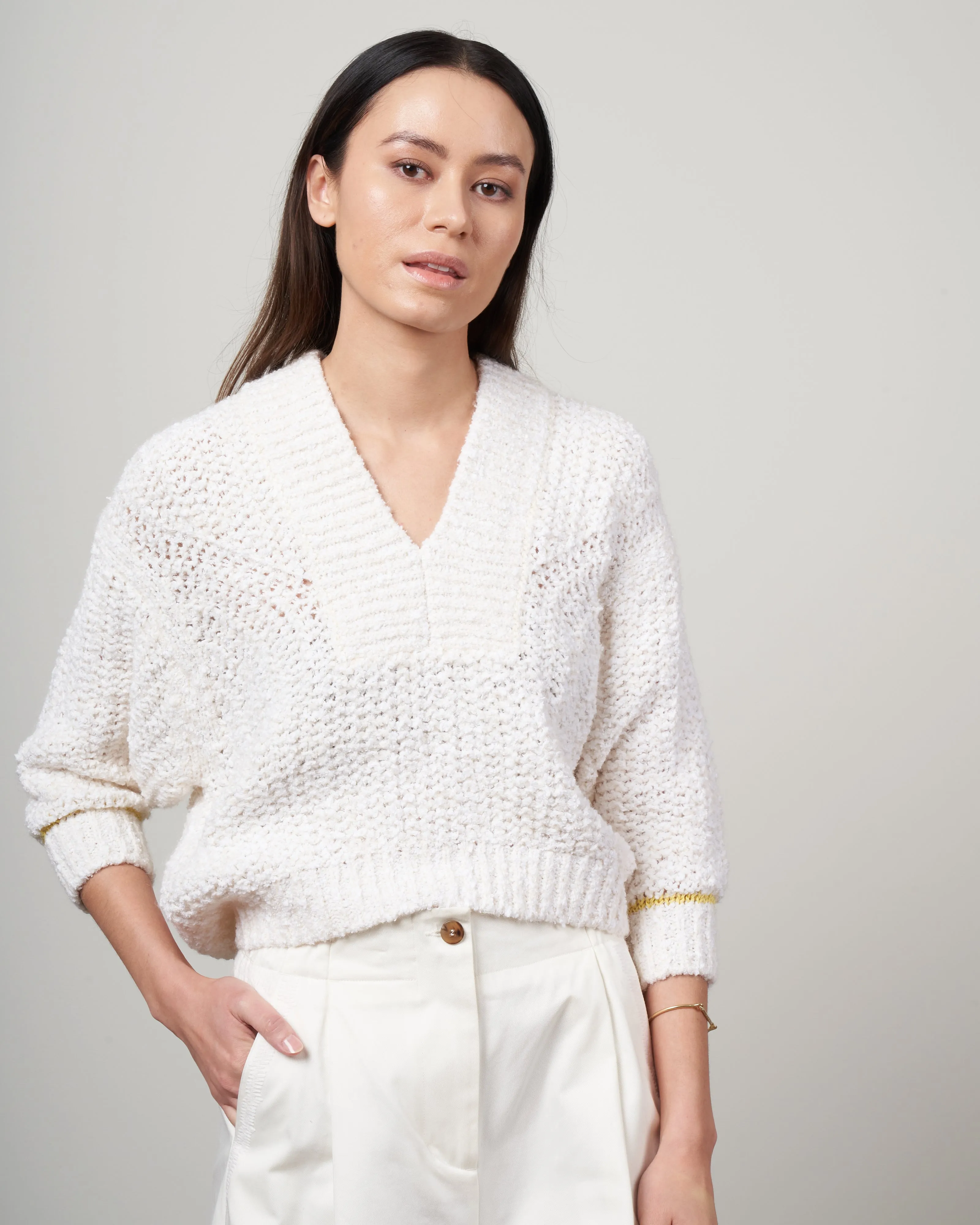 maglia mouliné organico sweater - bianco