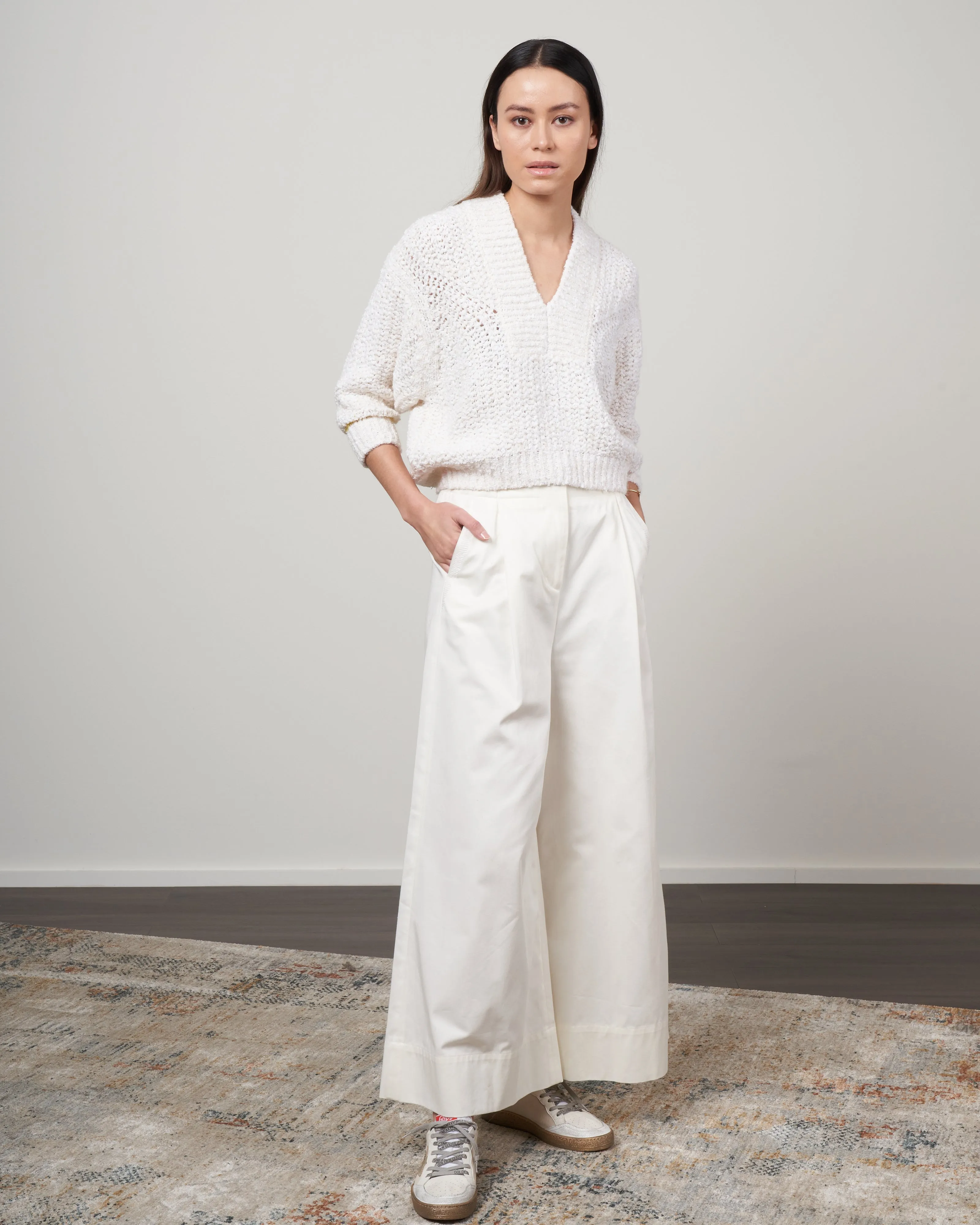 maglia mouliné organico sweater - bianco