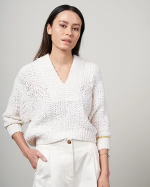 maglia mouliné organico sweater - bianco