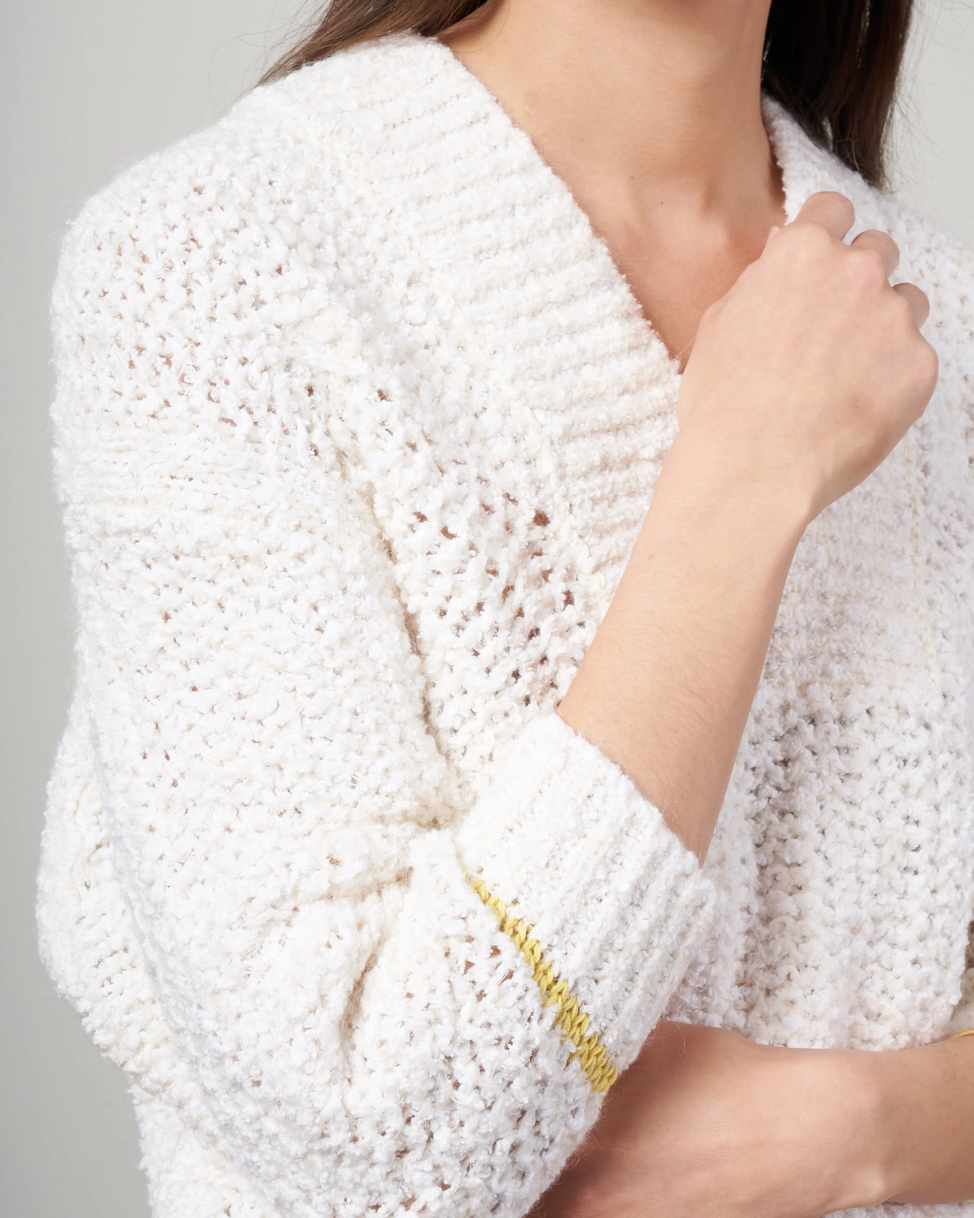 maglia mouliné organico sweater - bianco