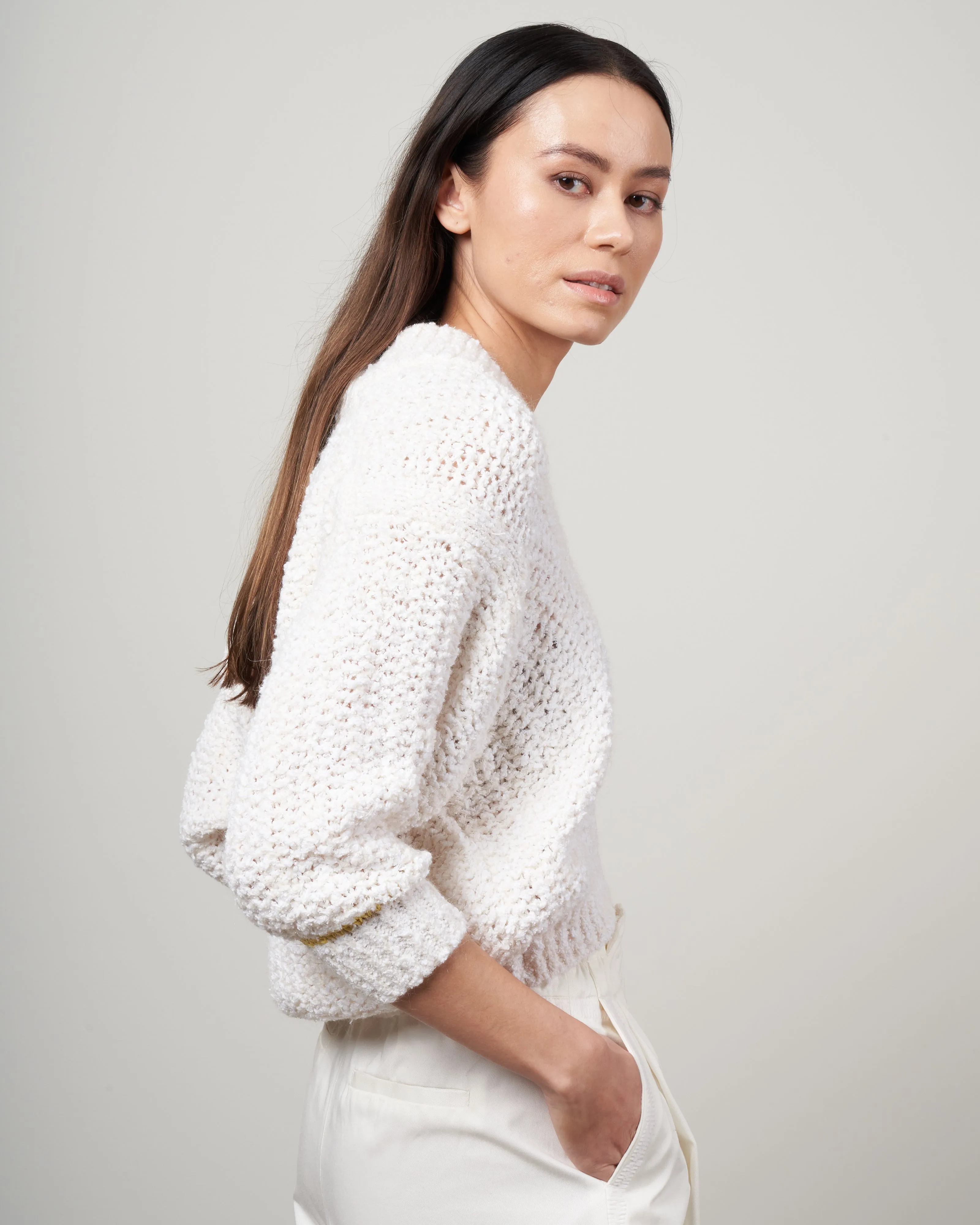 maglia mouliné organico sweater - bianco