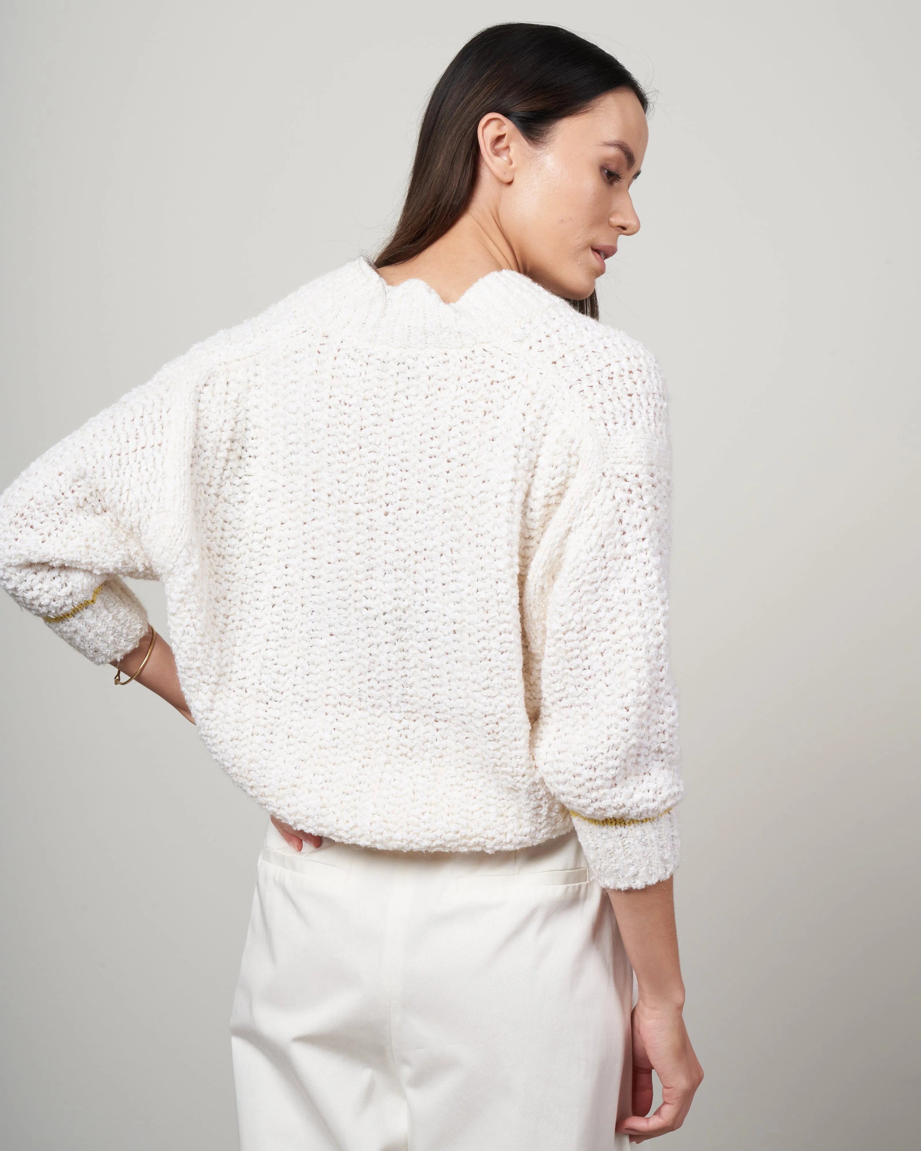 maglia mouliné organico sweater - bianco
