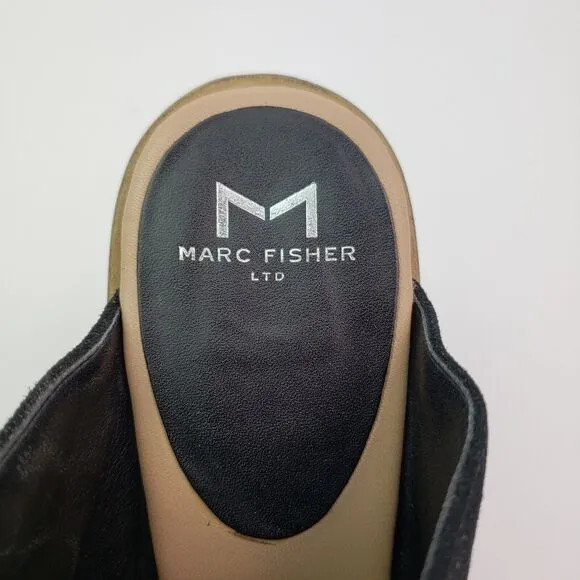 Marc Fisher MLVASHI Womens Size 9 Black Leather 4&quot; Heel Ankle Strap Sandal Shoes
