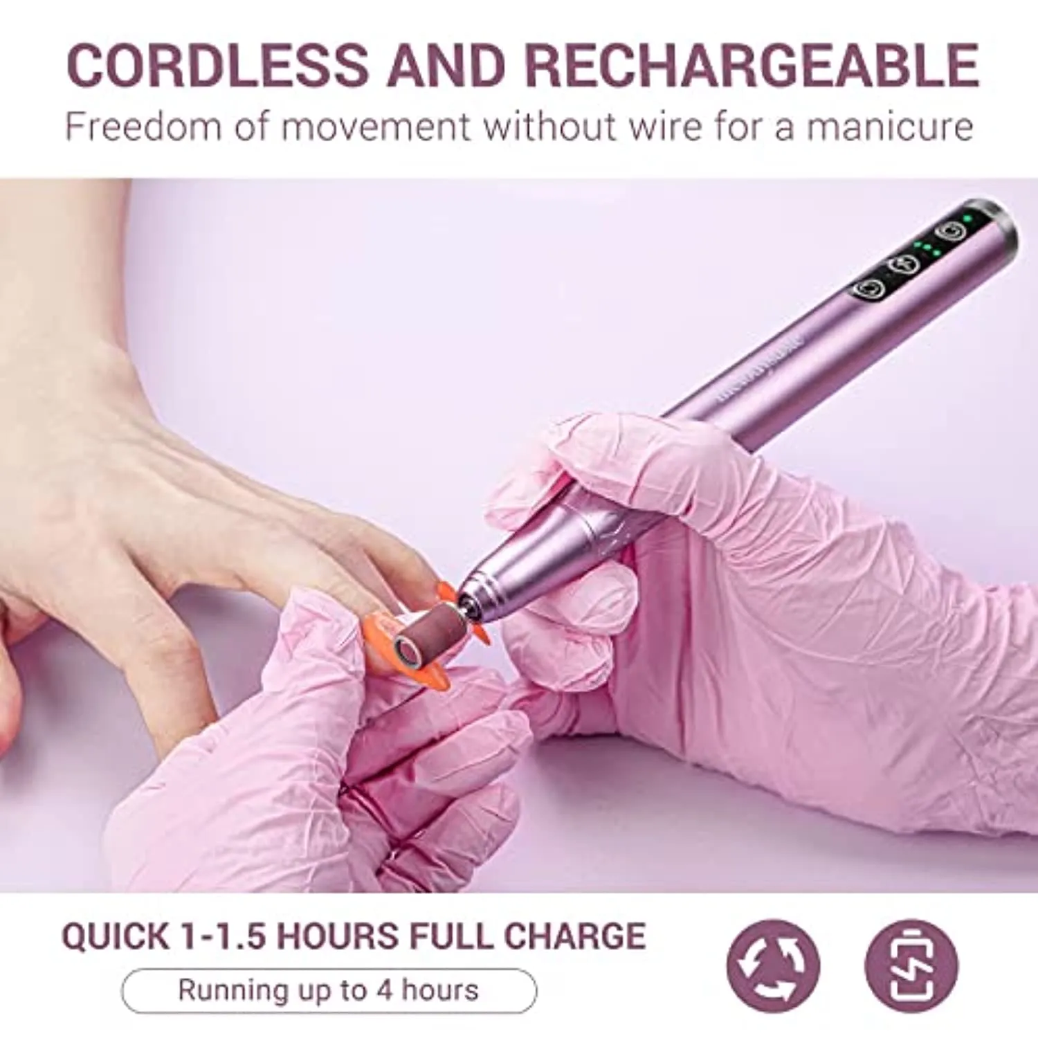 MelodySusie Professional Cordless Nail Drill with UV LED Nail Lamp True 54W, Portable Rechargeable Electric Efile Nail Machine File Kit with Bits and Sanding Bands for Acrylic Gel Nails, Manicure