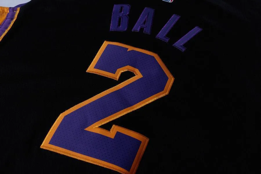 Men 2 Lonzo Ball Jersey Black Los Angeles Lakers Jersey Swingman Player