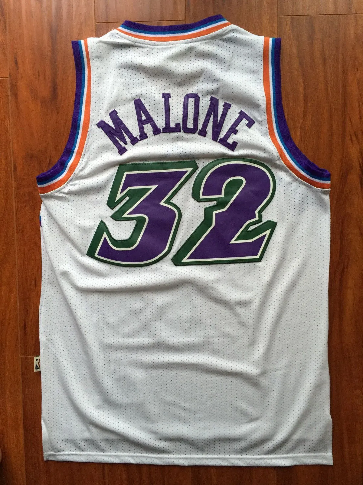Men 32 Karl Malone Jersey White Utah Jazz Jersey Throwback Swingman