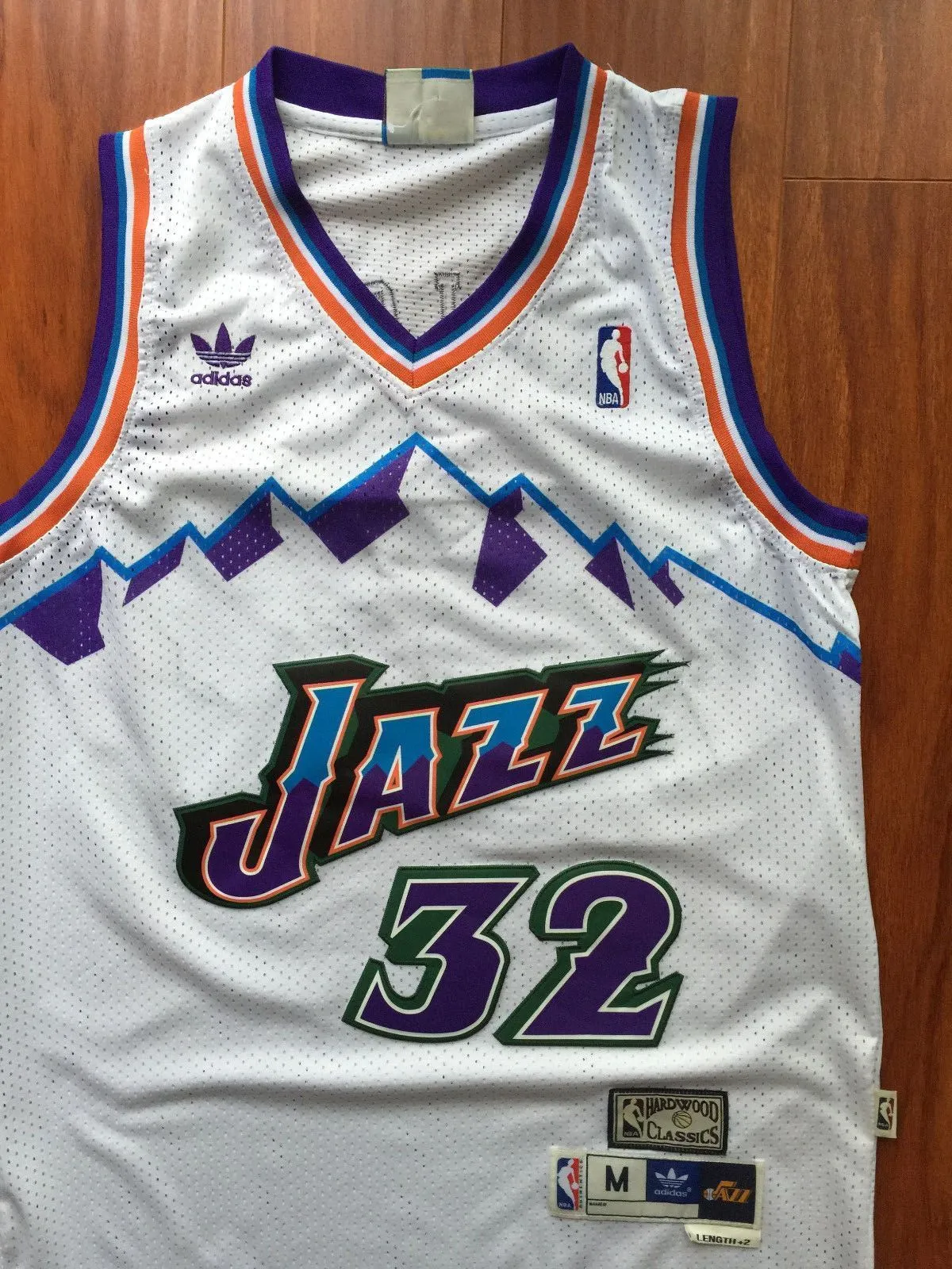Men 32 Karl Malone Jersey White Utah Jazz Jersey Throwback Swingman