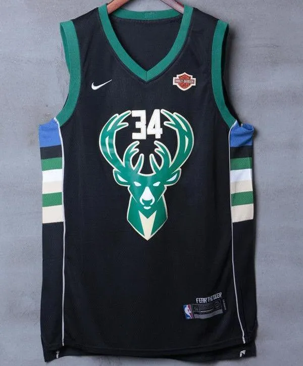 Men 34 Giannis Antetokounmpo Jersey Black Milwaukee Bucks Authentic Player