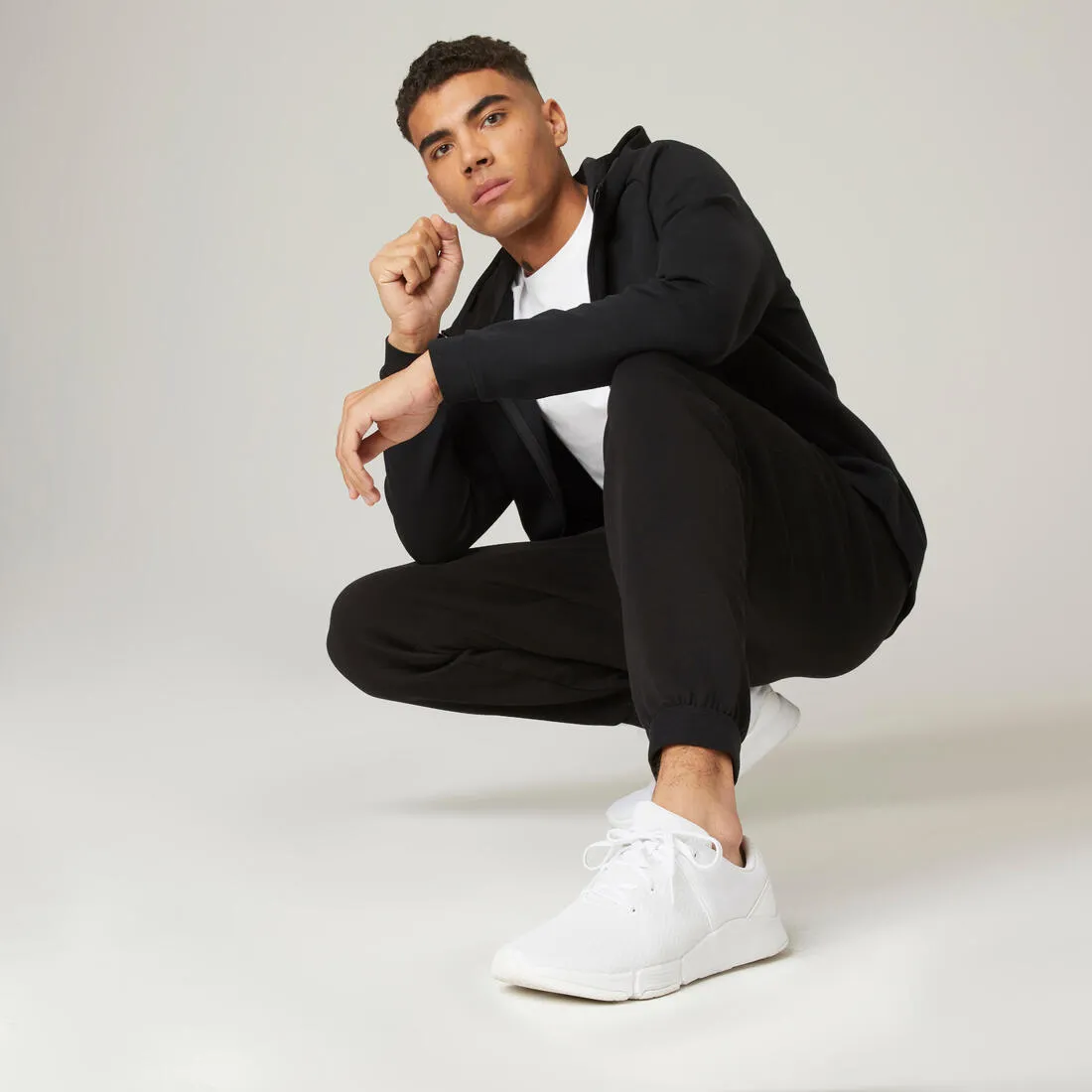 Men's Slim-Fit Fitness Jogging Bottoms 500 - Black