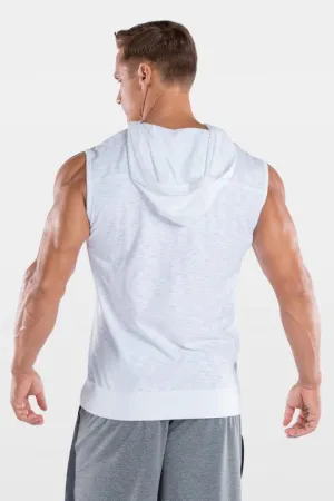 Men's TLF Brand Challenge V-Neck Pullover Sleeveless Hoodie Tee (White)