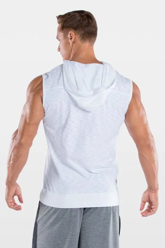 Men's TLF Brand Challenge V-Neck Pullover Sleeveless Hoodie Tee (White)