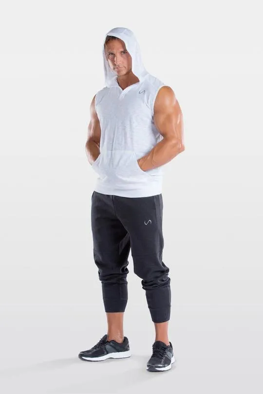 Men's TLF Brand Challenge V-Neck Pullover Sleeveless Hoodie Tee (White)