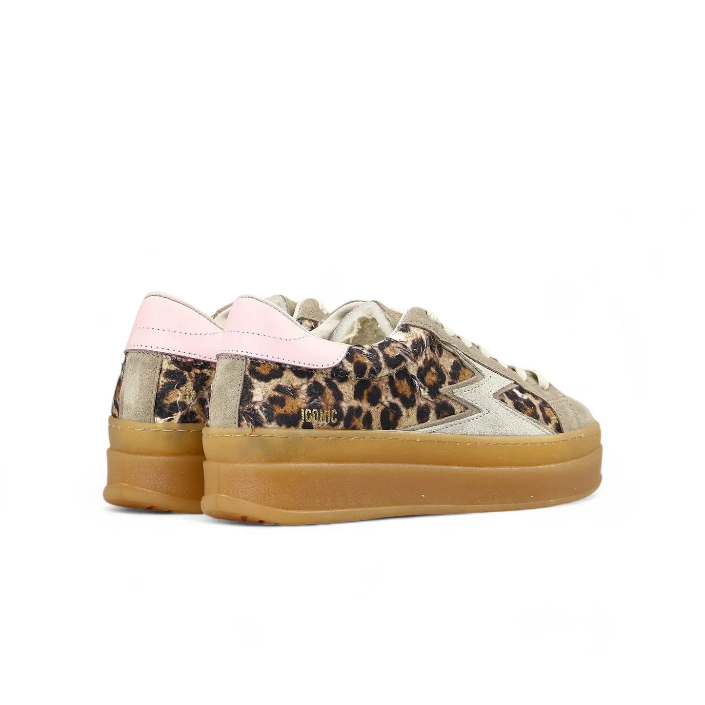 Moa Concept Taupe platåsneaker med leopard canvas