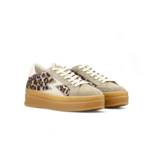 Moa Concept Taupe platåsneaker med leopard canvas