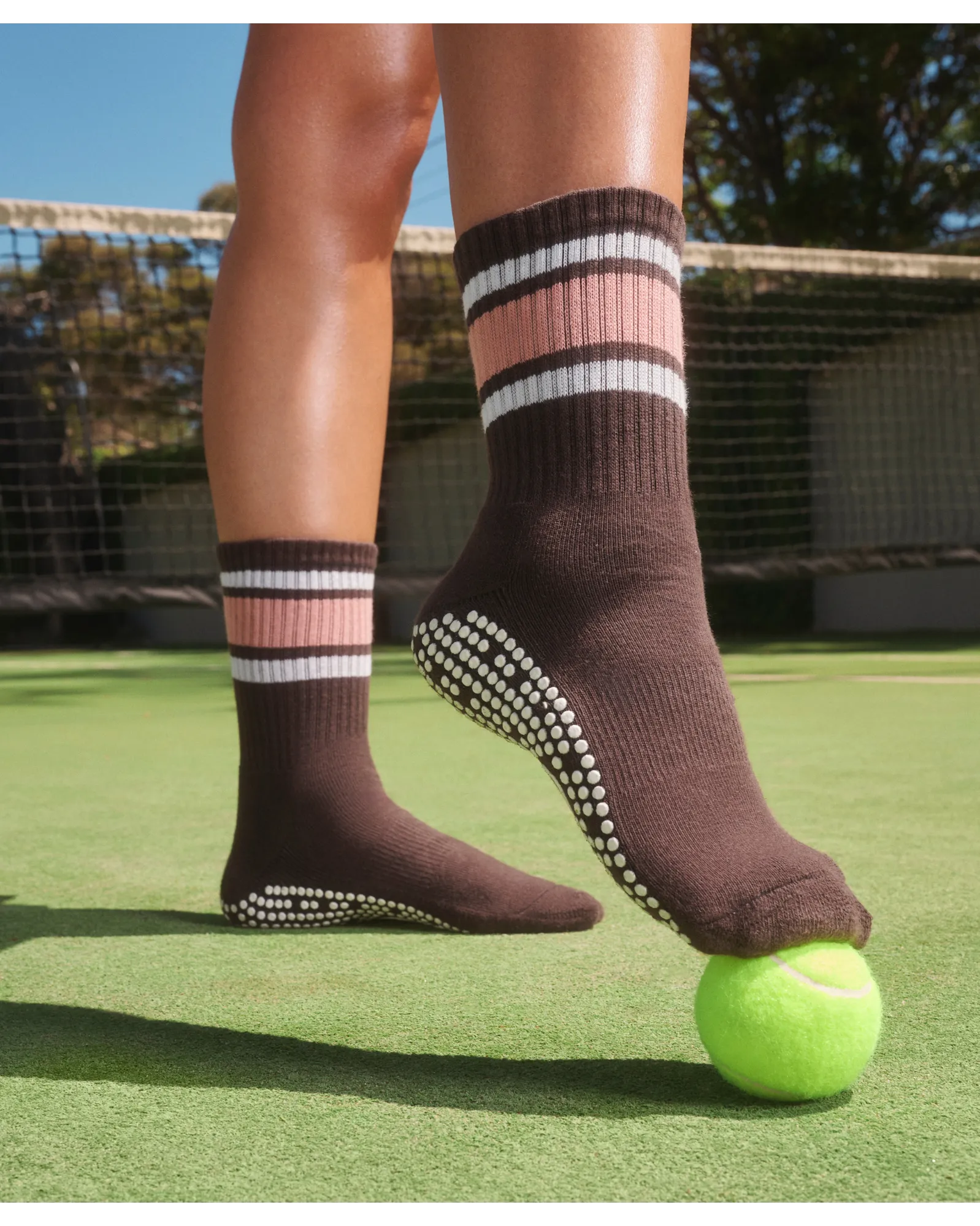 Move Active Crew Non Slip Grip Socks - Heritage Stripe