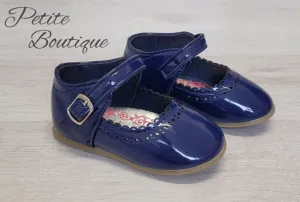 Navy patent shoes