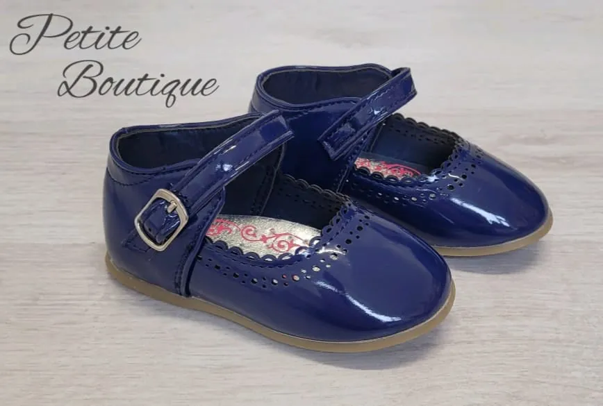 Navy patent shoes