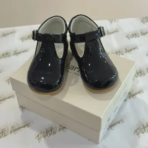Navy Patent T-Bar Shoes