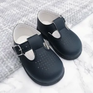 Navy T-Bar Hard Sole Shoes