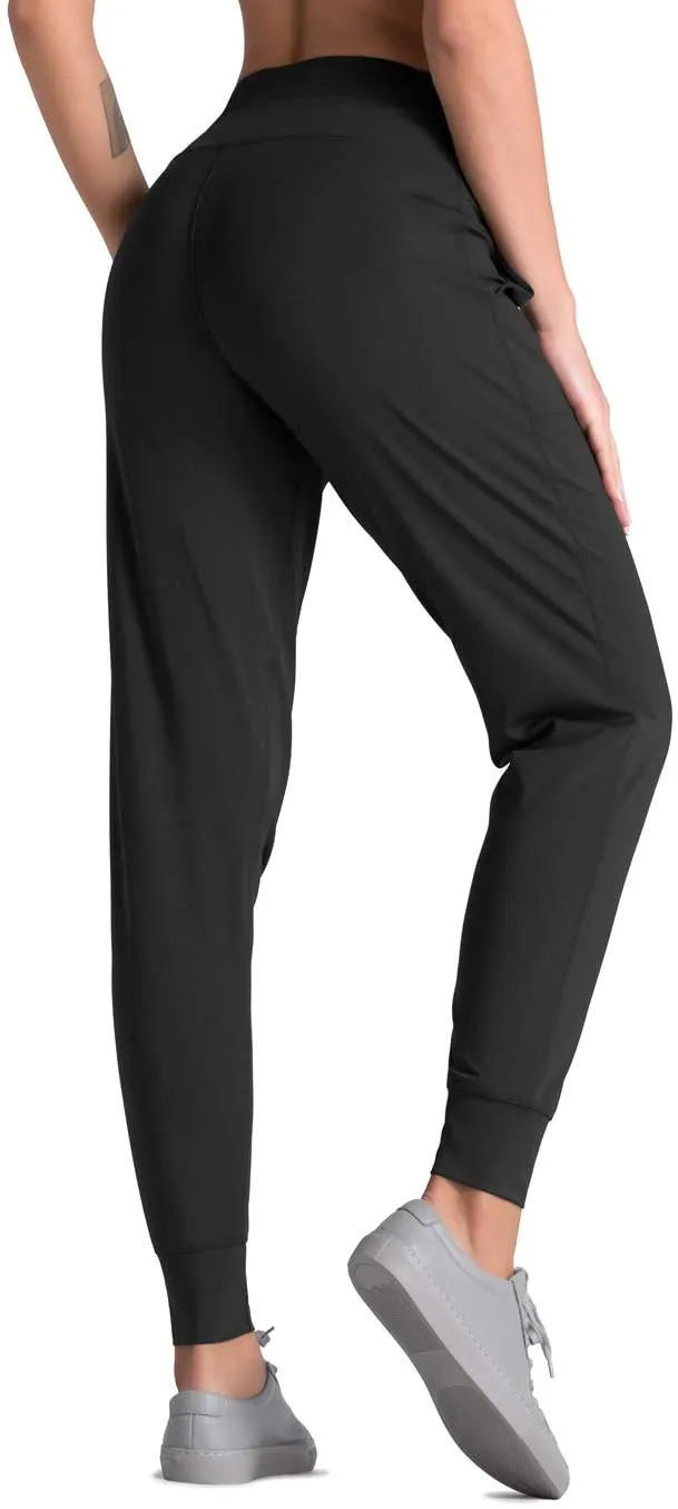 New Dragon Fit Joggers for Women Athletic Sweatpants with Pockets High Waist Workout Yoga Tapered Lounge Pants, Black, Sz S!