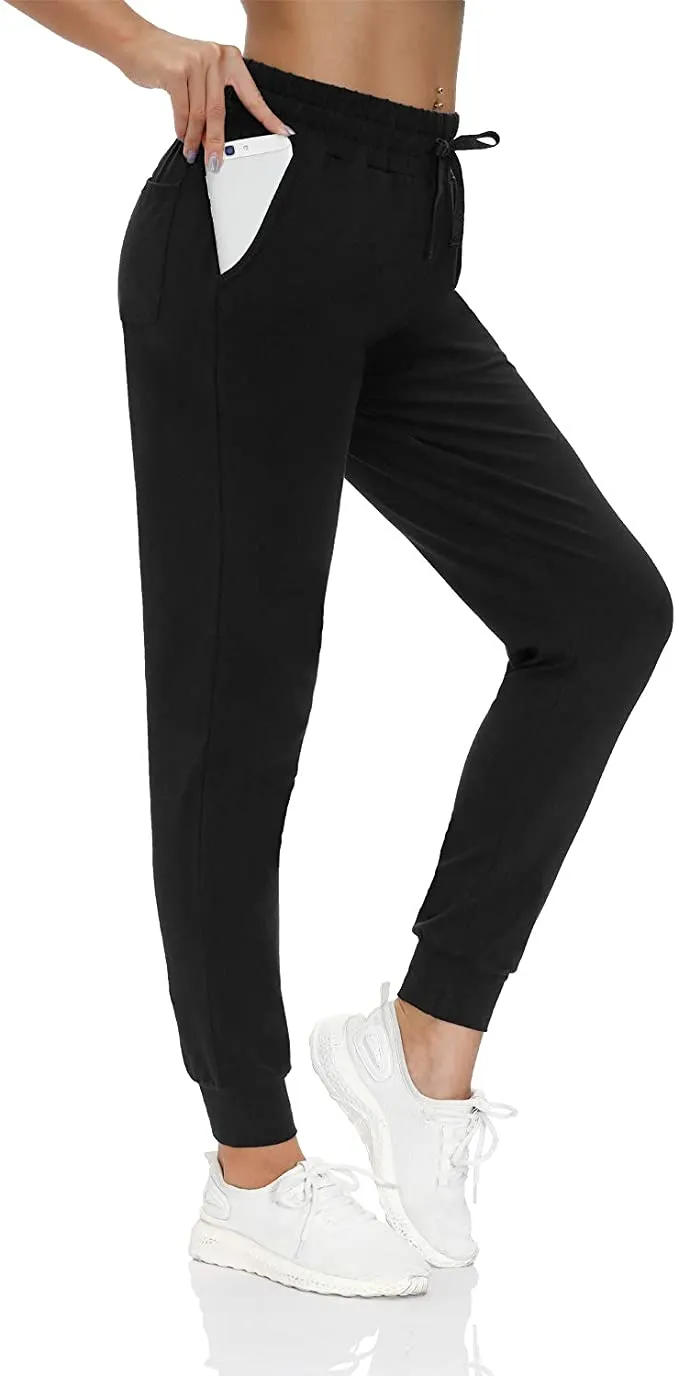New HIBETY Women's Joggers with pockets, Black, Sz S!