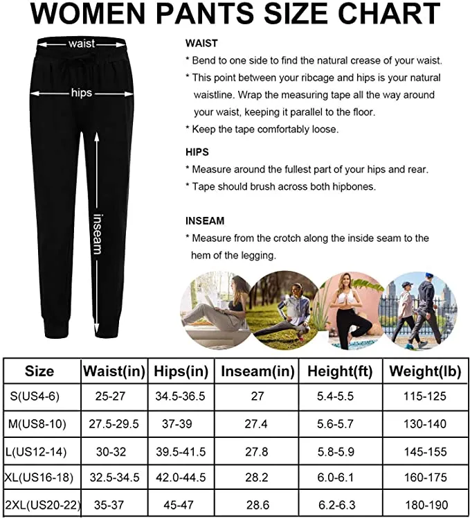 New HIBETY Women's Joggers with pockets, Black, Sz S!