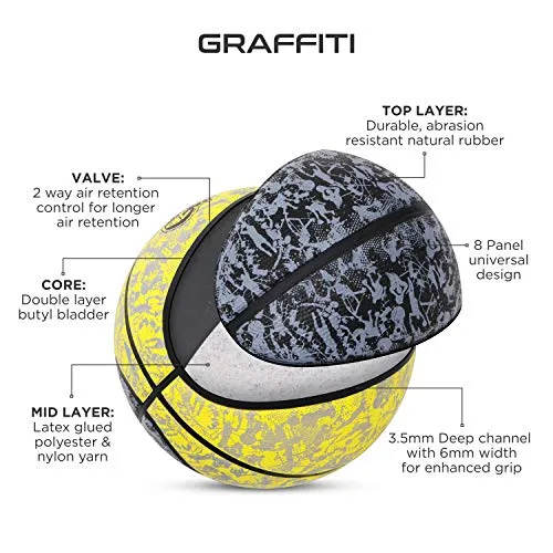 Nivia Graffiti Basketball - Size: 7 (Yellow)