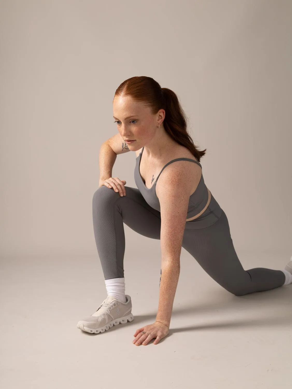 North Star Rib Soft Compression Legging - Stone Grey