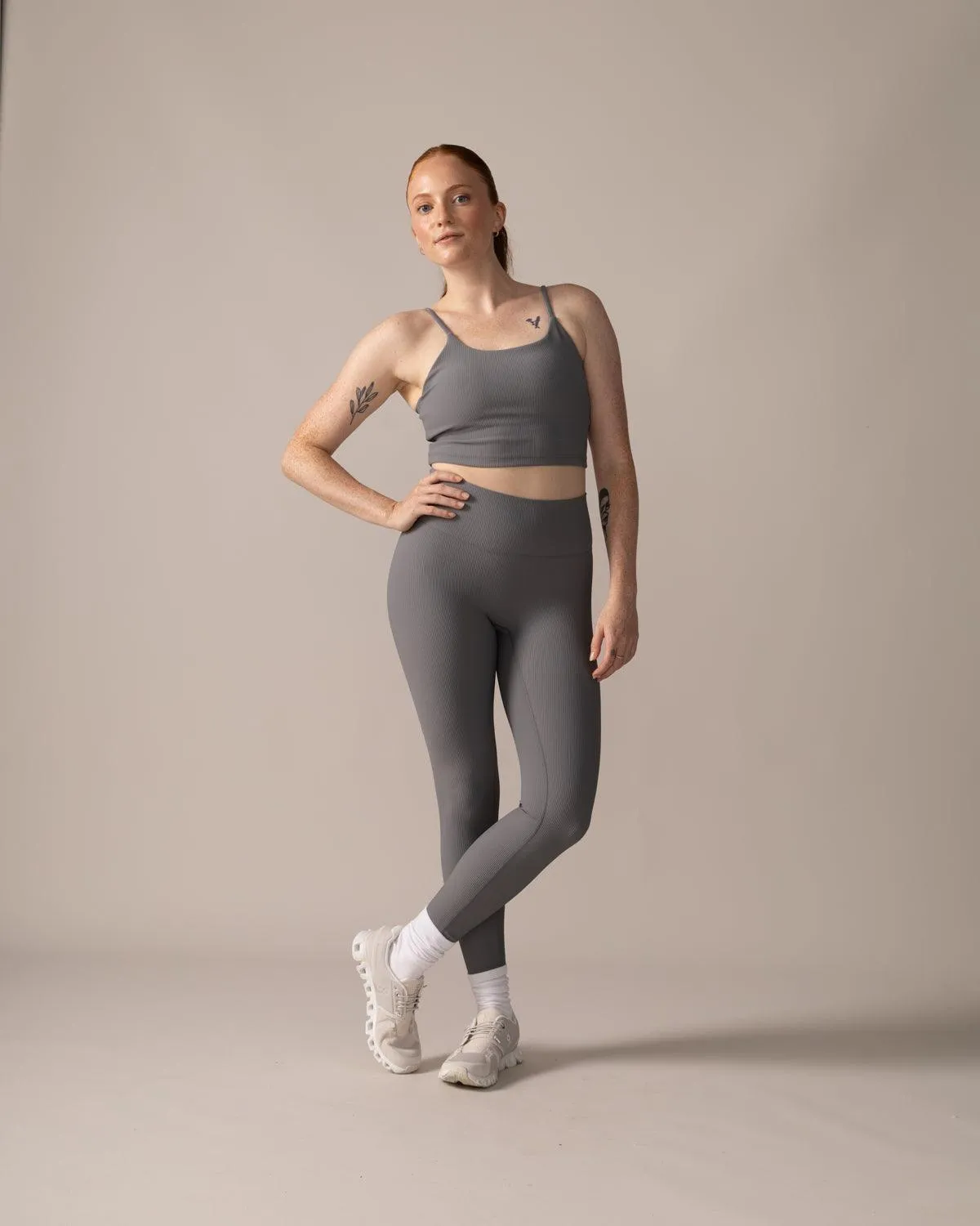 North Star Rib Soft Compression Legging - Stone Grey