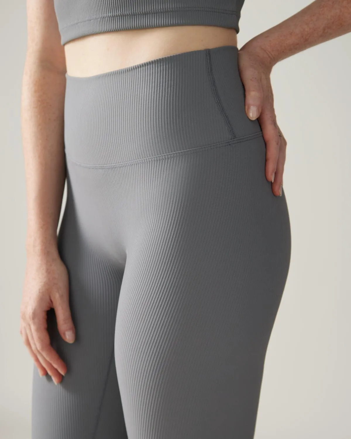 North Star Rib Soft Compression Legging - Stone Grey