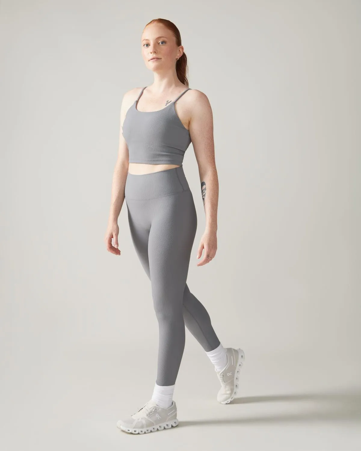 North Star Rib Soft Compression Legging - Stone Grey