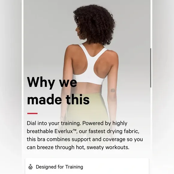NWT Lululemon Wunder Train Bra Medium Support, C/D Cup, Size 6 White