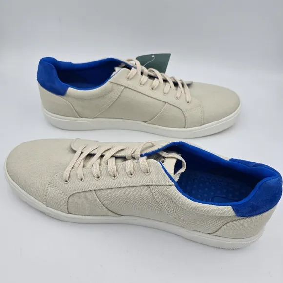 NWT TOMS Men's Leandro Brich/Admiral Blue Canvas/Pig Nubuck Lace-up Sneakers, 12