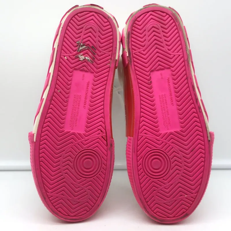 Off-White Vulcanized Low Top Sneakers White Canvas & Hot Pink Suede Size 37