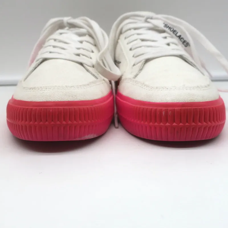 Off-White Vulcanized Low Top Sneakers White Canvas & Hot Pink Suede Size 37