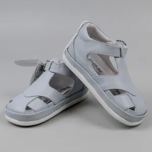 Pex Christobal First Walker Sandals - Hard Sole Blue Leather T Bar