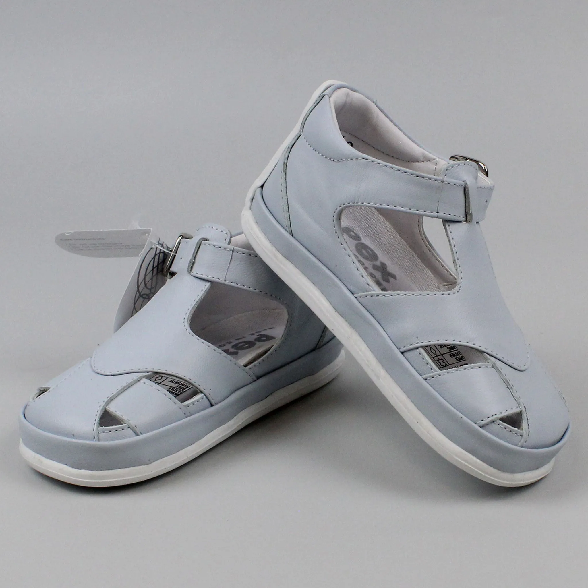 Pex Christobal First Walker Sandals - Hard Sole Blue Leather T Bar