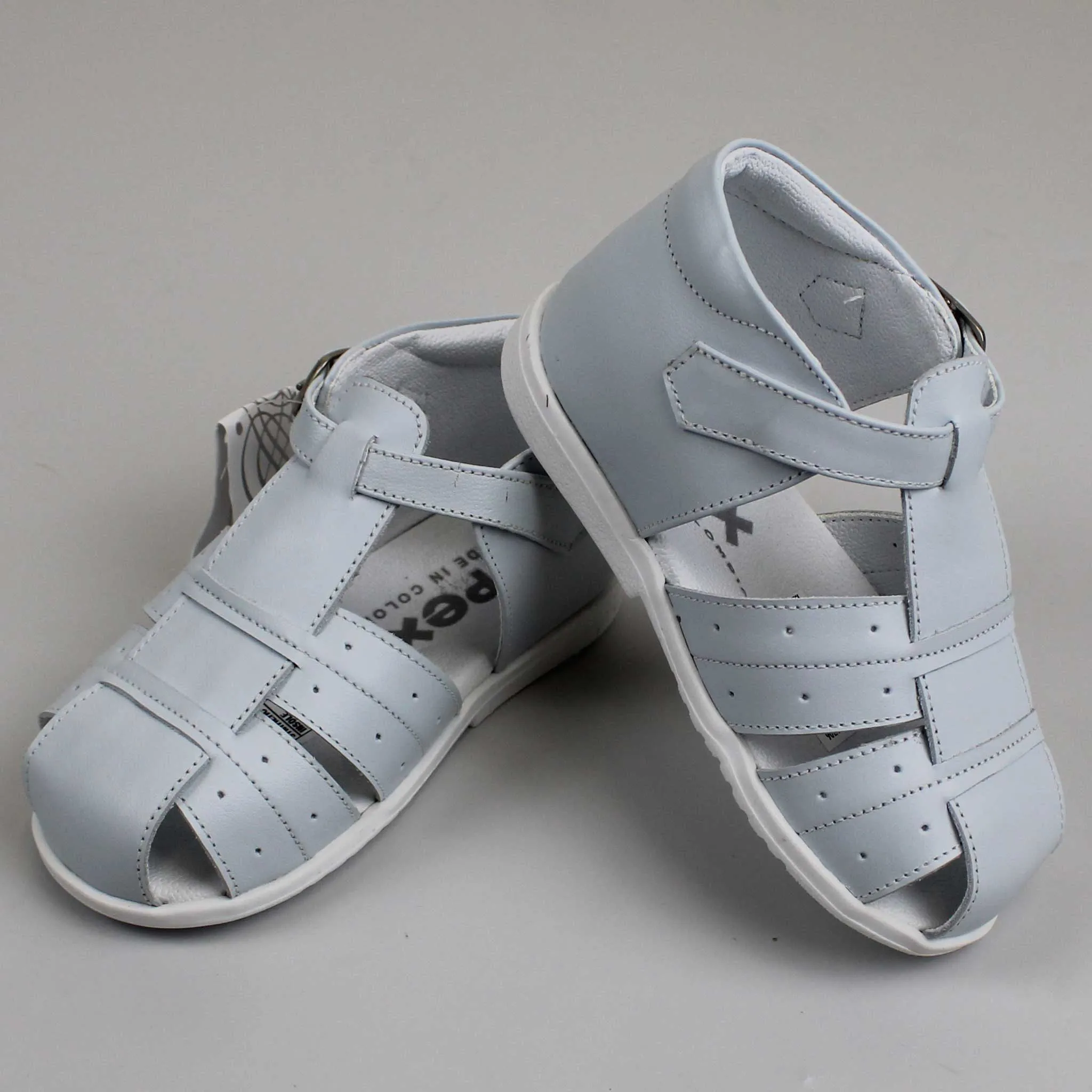 Pex Frankie First Walker Sandals - Hard Sole Blue Leather