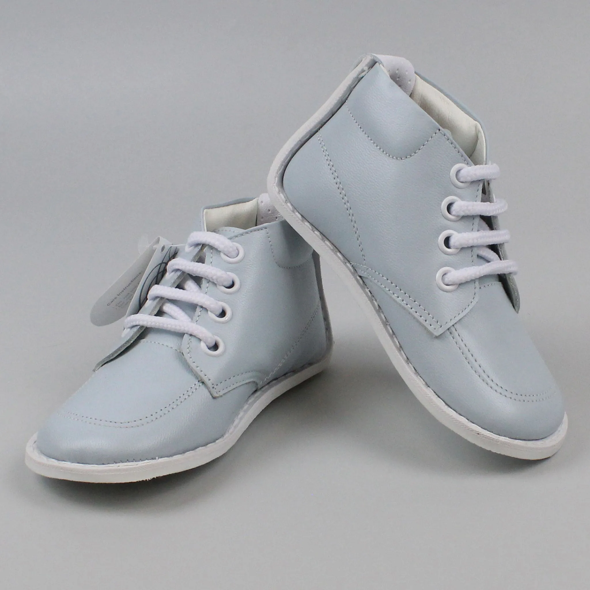 Pex Oskar First Walker Shoes - Hard Sole Sky Blue Boys Leather Boot