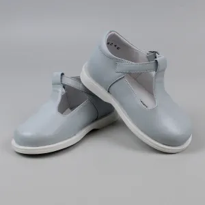 Pex Stef Junior First Walker Shoes - Hard Sole Sky Blue Boys Leather T Bar
