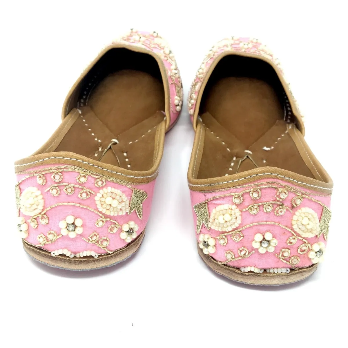 Pink Punjabi Jutti / Shoes With Pearl Embroidery